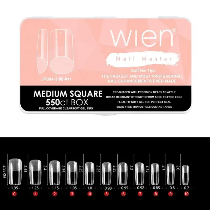 Soft gel tips protez tırnak, Medium Square, 550 adet