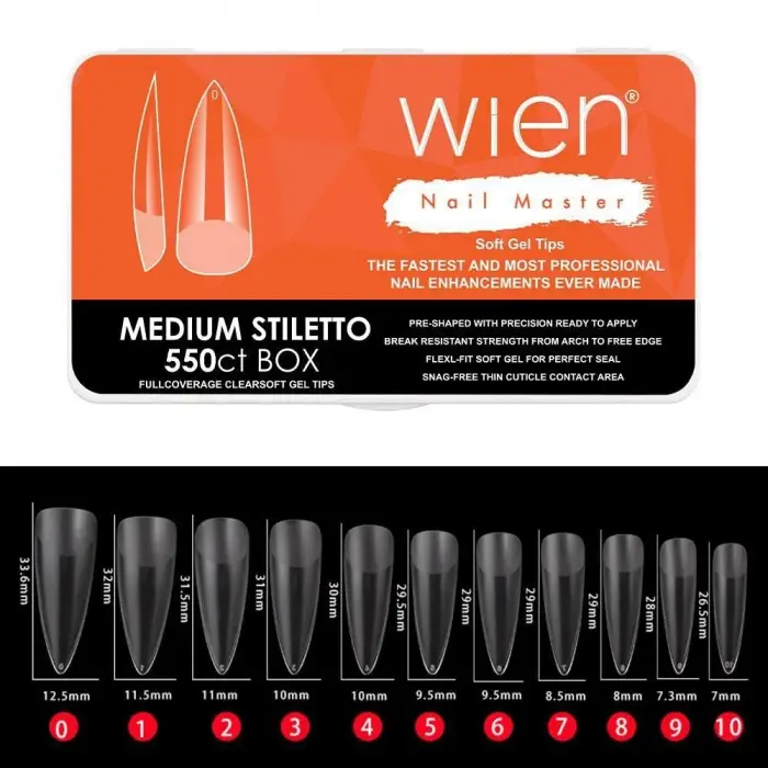 Soft gel tips protez tırnak, Medium Stiletto, 550 adet