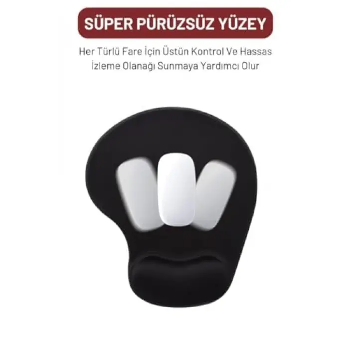 SoftRest Siyah Mouse Pad – Bilek Destekli, Dayanıklı Ergonomik Tasarım