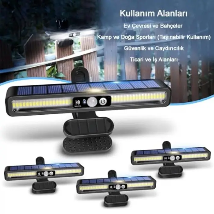 Solar Lamba Hareket Sensörlü Mandallı, Siyah, GT-SL29