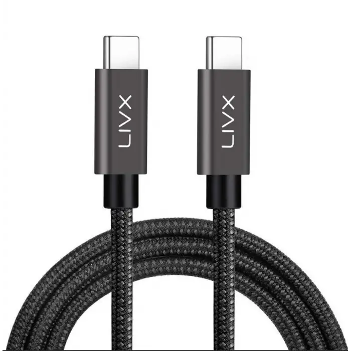 Solid 100W 5A PD2.0 Type C to Type C Hızlı Şarj ve Data Kablosu 2 Metre Halat Örgülü Space Gray LVA-TCT