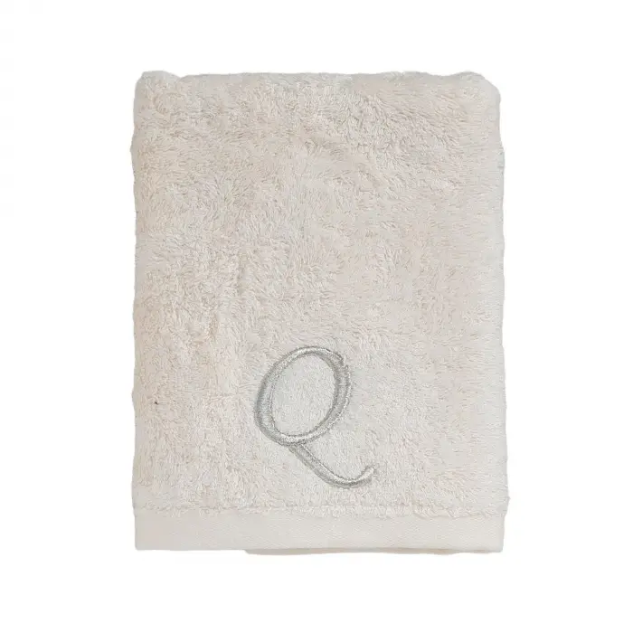 Solid Nakışlı Yüz Havlusu 50x90 cm Ekru