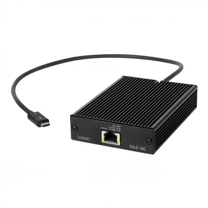 Solo 10 G Thunderbolt 3 Ethernet Adaptörü 10 Gbase, Siyah