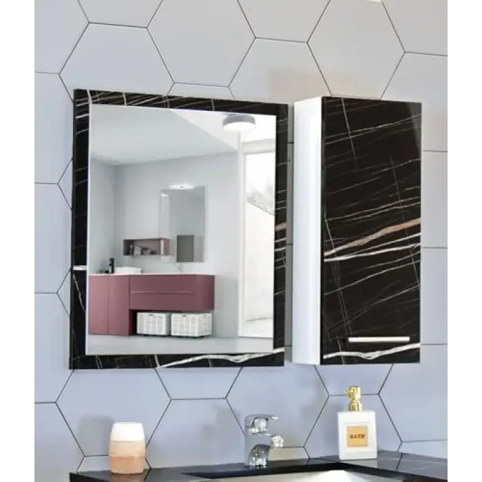 Sonata Siyah Mdf Üst Modül, 80 Cm Aynalı Banyo Dolabı
