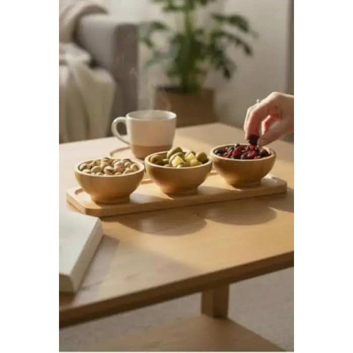 Sosluk; 4 Parça Bambu, Çerezlik, Kahvaltılık