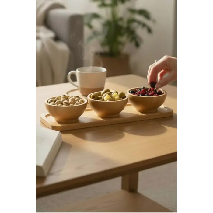 Sosluk; 4 Parça Bambu, Çerezlik, Kahvaltılık