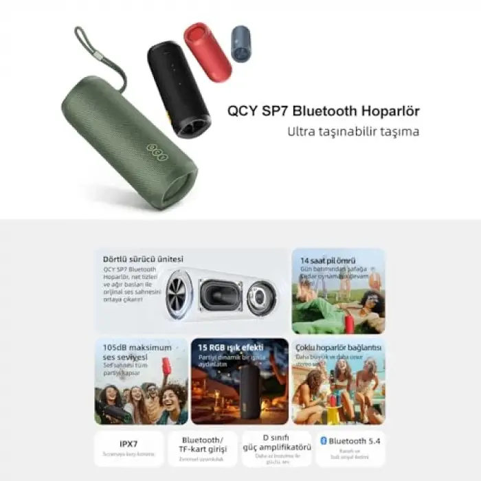 SP7 RGB Bluetooth Hoparlör Mavi