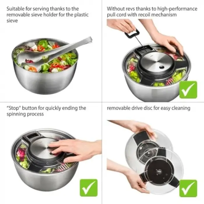 Speedwing Paslanmaz Çelik Salata Kurutucu
