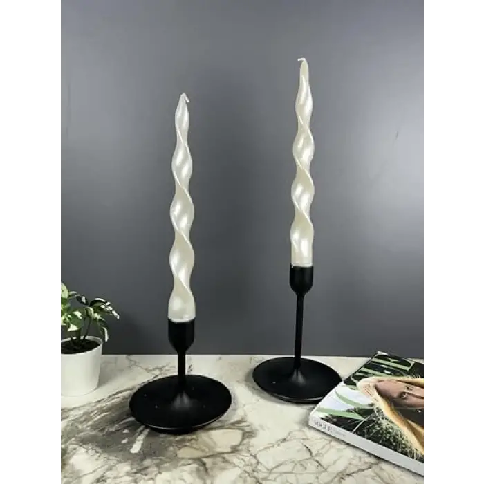 Spiral Şamdan Mumu 2 Adet - (Beyaz)