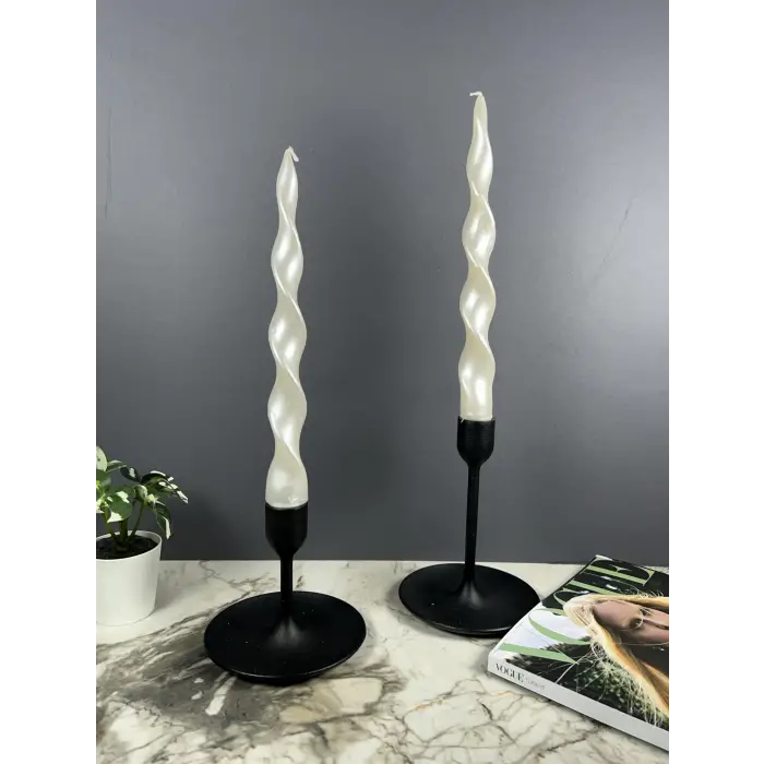 Spiral Şamdan Mumu 2 Adet, Beyaz