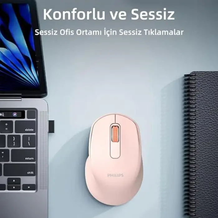 SPK7448 Kablosuz Bluetooth 1600DPI 4 Tuşlu Optik Sessiz Mouse Pembe