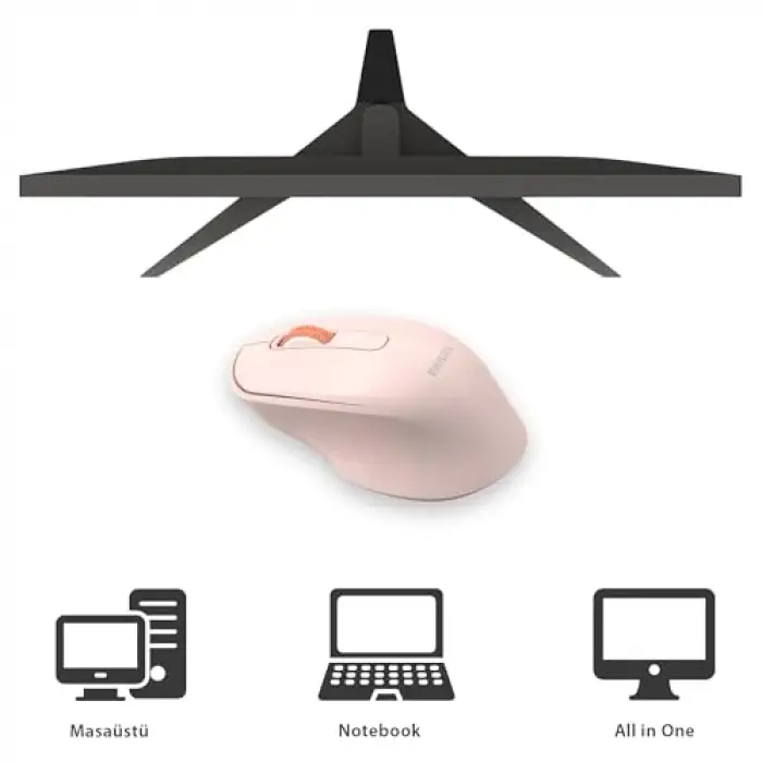 SPK7448 Kablosuz Bluetooth 1600DPI 4 Tuşlu Optik Sessiz Mouse Pembe