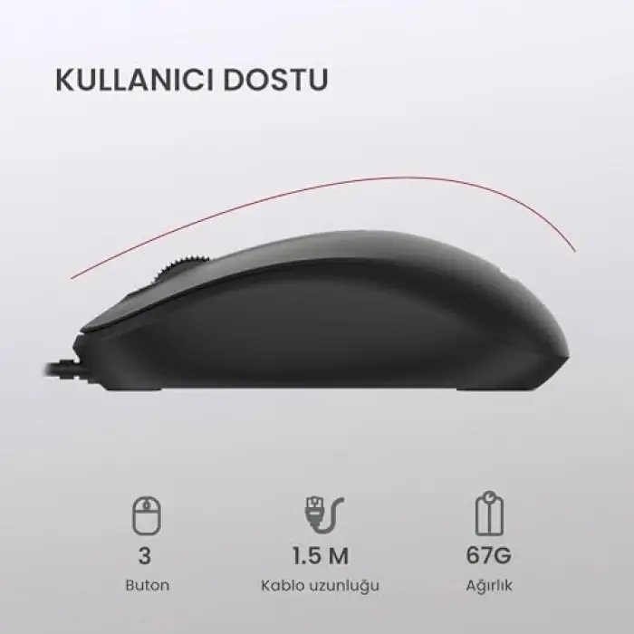 SPT6238 USB Kablolu Multimedia Sessiz Türkçe Q Klavye Mouse Seti, Siyah