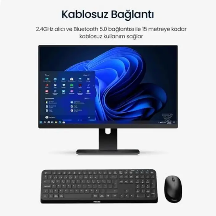SPT6407 Bluetooth Kablosuz Türkçe Q Klavye Mouse Seti, Siyah