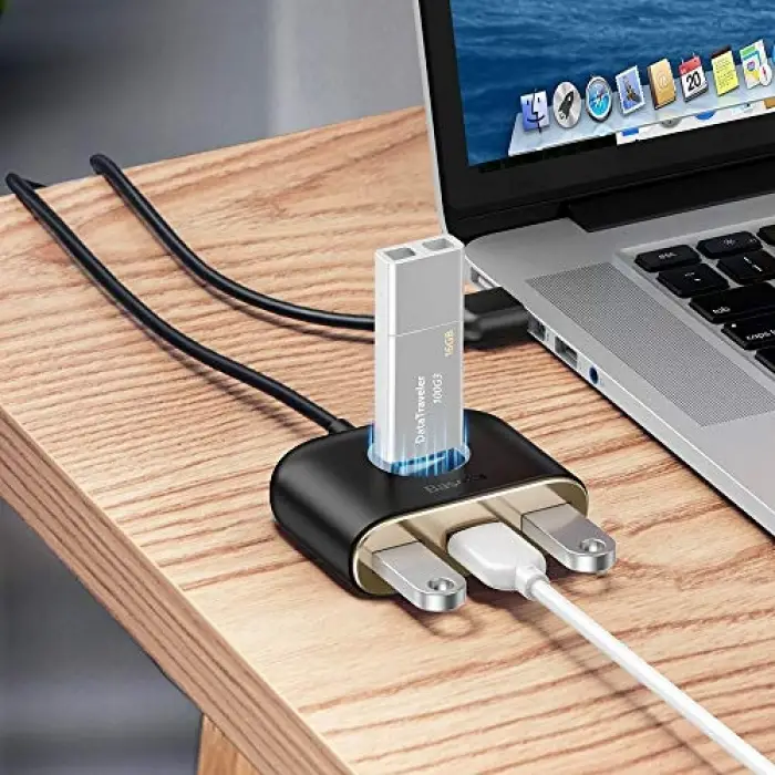 Square round 4in1 USB HUB Adaptör (USB3.0 TO USB3.0*1+USB2.0*3) 1m, Siyah