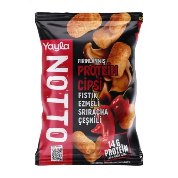 Sriracha aromalı yer fıstıklı protein cipsi