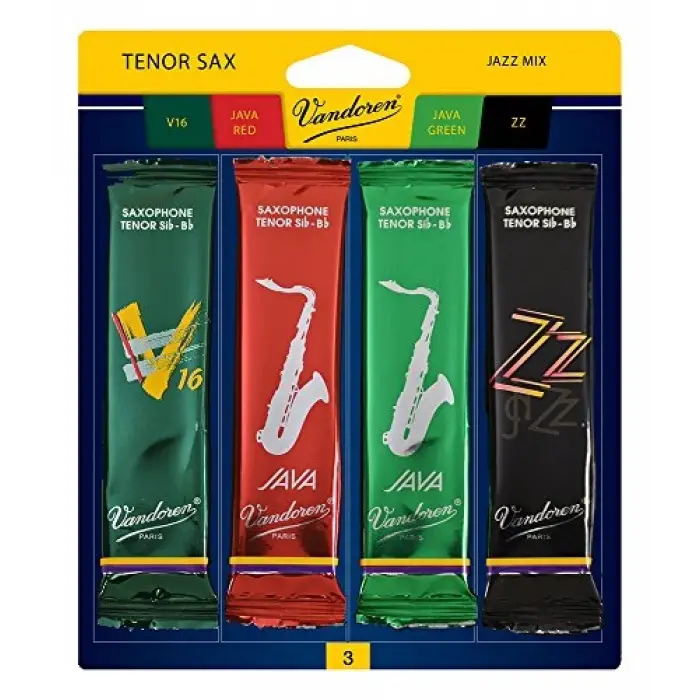 SRMIXT3 Tenor Sax Jazz Reed Karışık Kart her biri 1 adet ZZ; V16, Java ve Java Red Strength 3 içerir