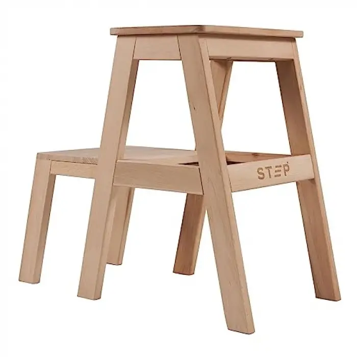 Step Karya İki Basamaklı Masif Tabure Merdiven (Yükseklik 55 CM)