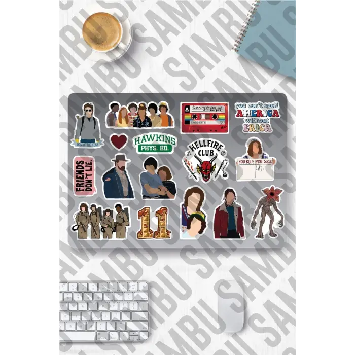 Stranger Things Temalı Sticker Etiket Seti 2 - Laptop Notebook Telefon