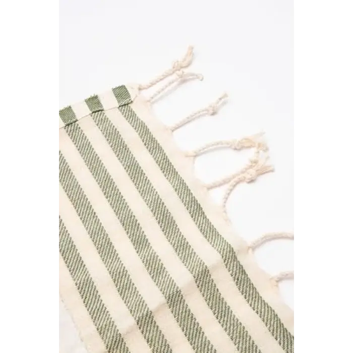 Stripe Double Yüz Havlusu,Haki