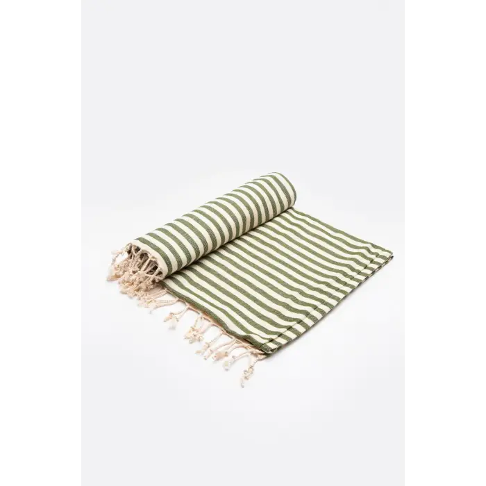 Stripe Double Yüz Havlusu,Haki