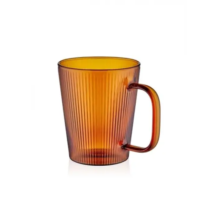 Striped Borosilikat Cam Kupa Amber 400 ml