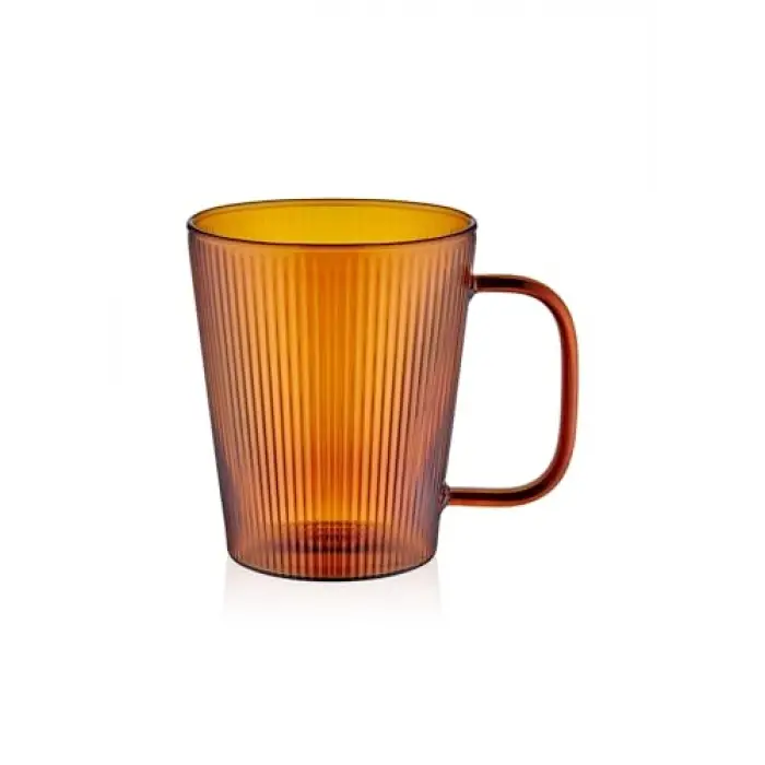 Striped Borosilikat Cam Kupa Amber 400 ml