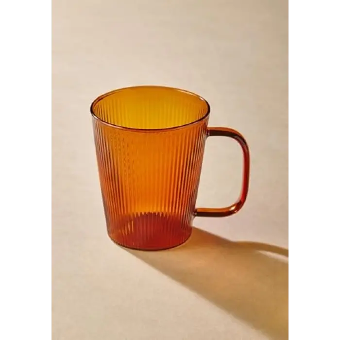 Striped Borosilikat Cam Kupa Amber 400 ml