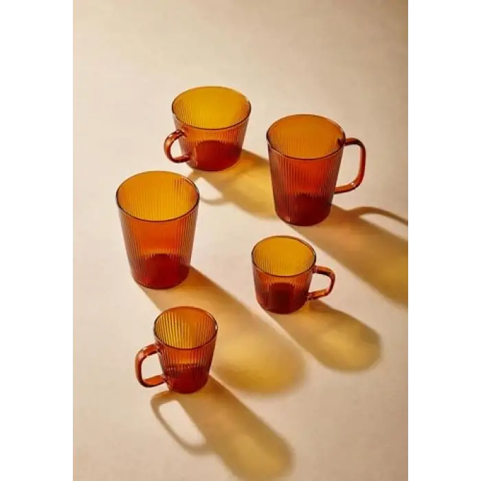 Striped Borosilikat Cam Kupa Amber 400 ml