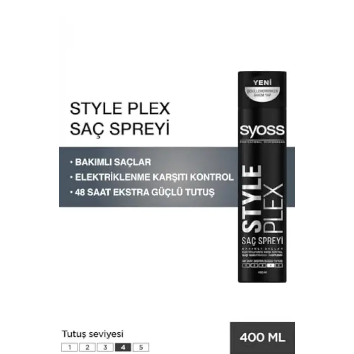 Style Plex 48 Saat Extra Güçlü Saç Spreyi NO:4, 400 ml