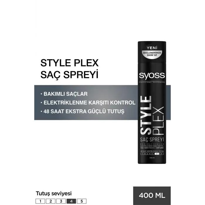 Style Plex 48 Saat Extra Güçlü Saç Spreyi NO:4, 400 ml