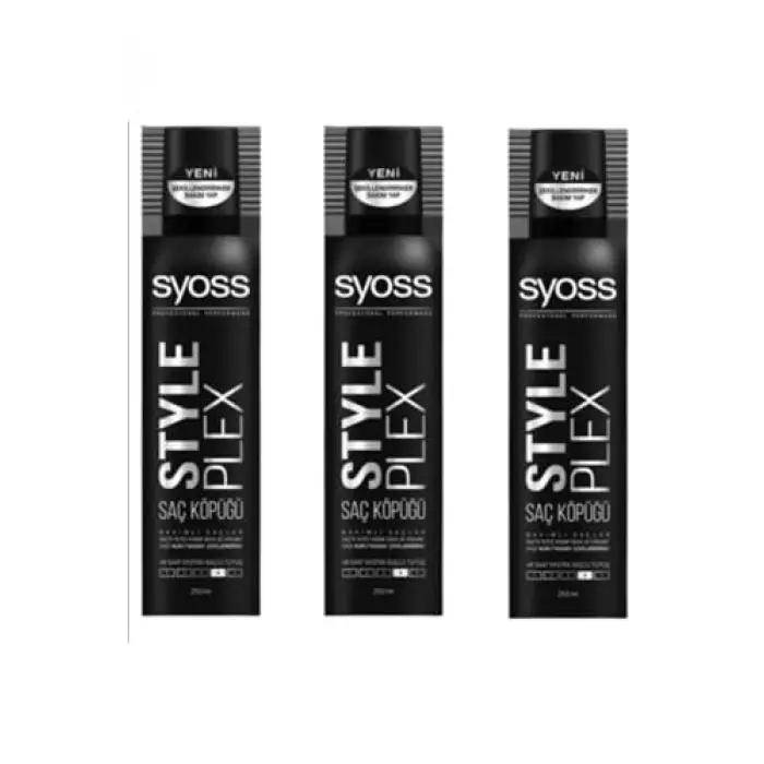 Style Plex Saç Köpüğü, 3 x 250 ml, Siyah
