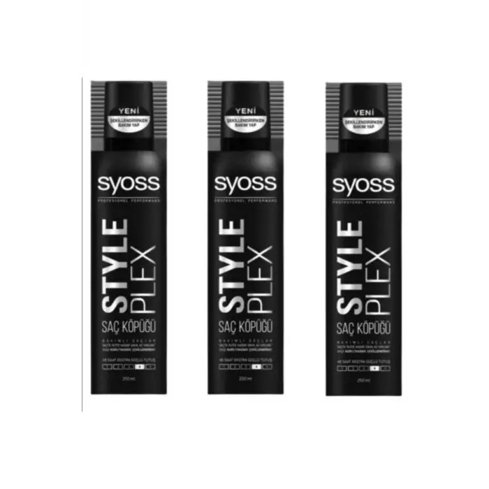 Style Plex Saç Köpüğü, 3 x 250 ml, Siyah