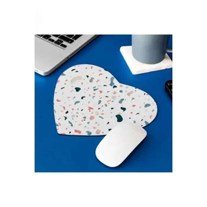 Suluboya Efektli Şık Tasarım Kalp Mouse Pad, 22 cm x 19 cm