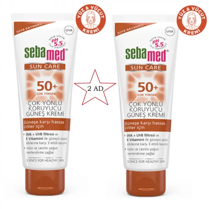 Sun Care Çok Yönlü Koruyucu Güneş Kremi Spf50 75 Ml 2 Adet