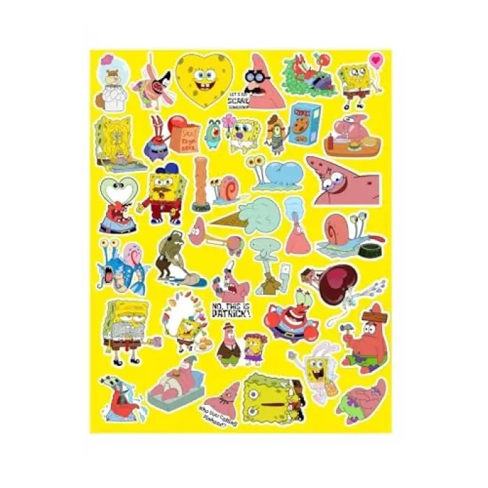 Sünger Bob Kare Şort Seri 4 Sticker Telefon Laptop Notebook Tablet Defter Matara Stiker Etiket