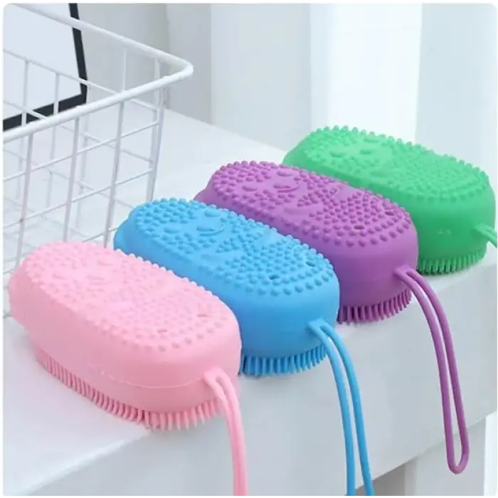 Süngerli köpürtücü silikon banyo ve peeling kesesi
