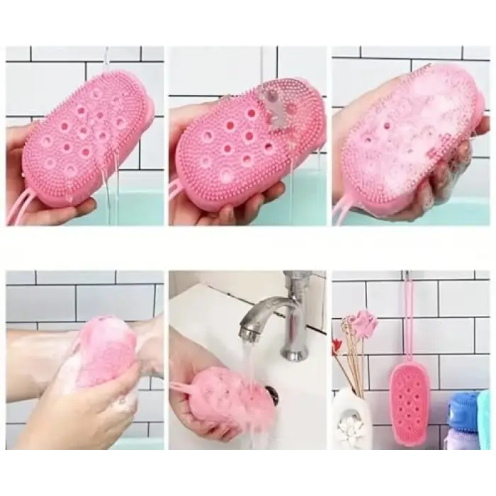Süngerli köpürtücü silikon banyo ve peeling kesesi