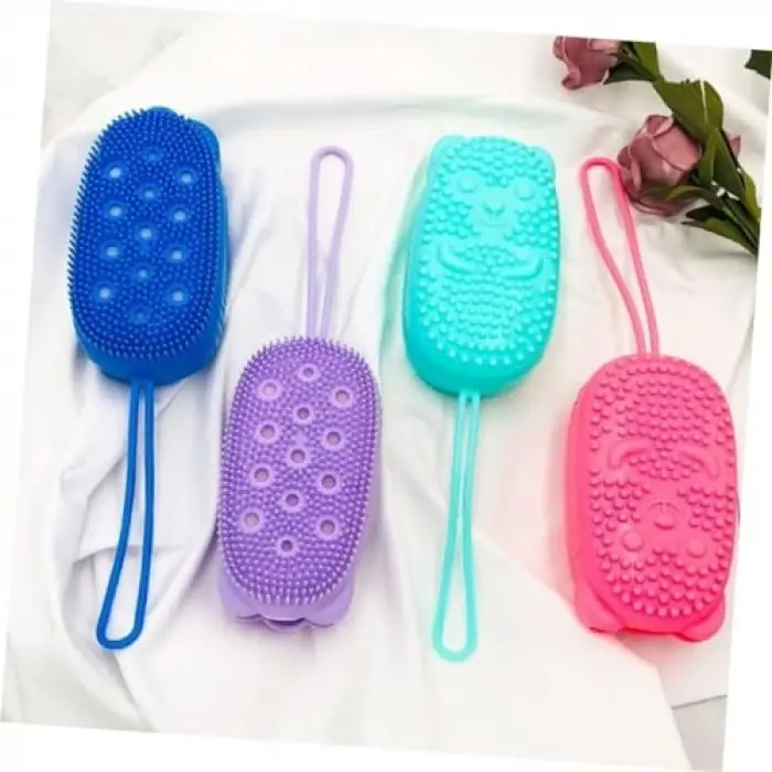 Süngerli köpürtücü silikon banyo ve peeling kesesi