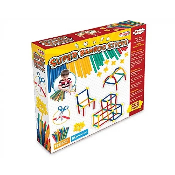 Süper Bambu Çubuklar, 200 Parça, Esnek Plastik, +3 Yaş için
