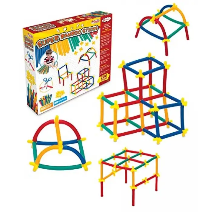 Süper Bambu Çubuklar, 200 Parça, Esnek Plastik, +3 Yaş için