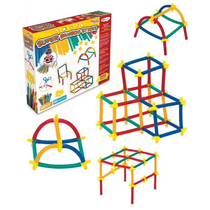 Süper Bambu Çubuklar, 200 Parça, Esnek Plastik, +3 Yaş için