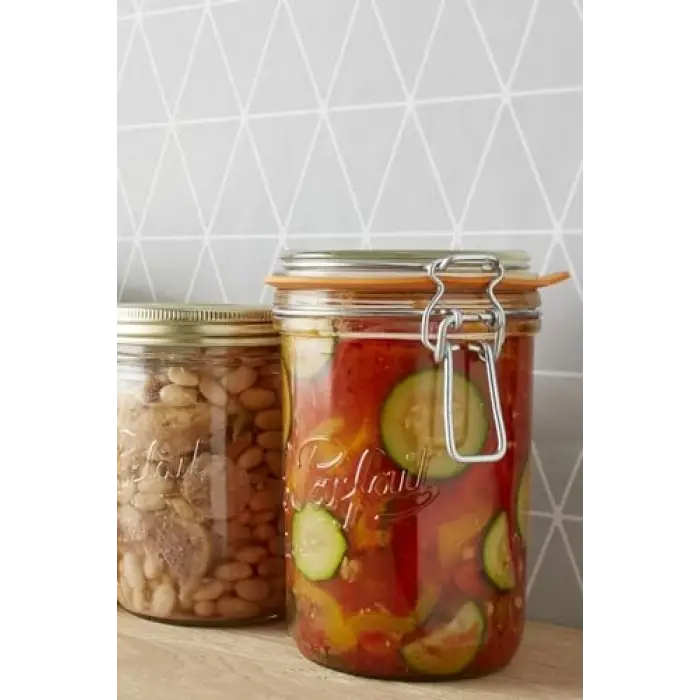 Super Terrines Klipsli/Contalı Cam Kavanoz 1L
