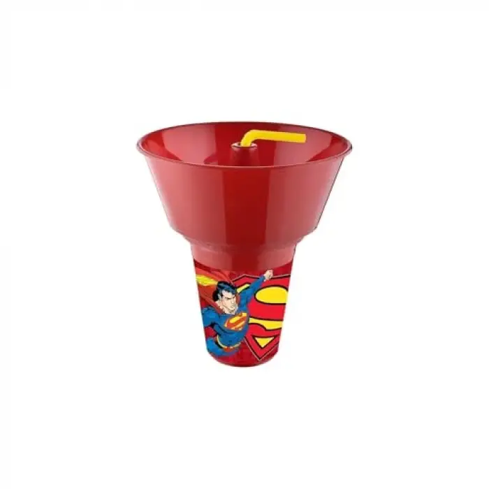 Supermn Lisanslı Cips ve Mısır Kovalı Pipetli Bardak