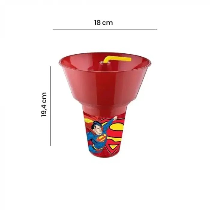 Supermn Lisanslı Cips ve Mısır Kovalı Pipetli Bardak