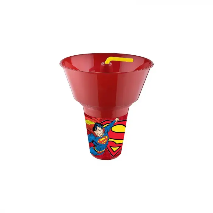 Supermn Lisanslı Cips ve Mısır Kovalı Pipetli Bardak
