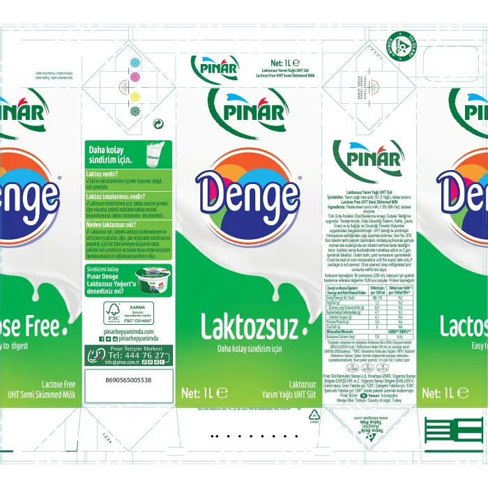 Süt Denge Laktozsuz 1L 2li set