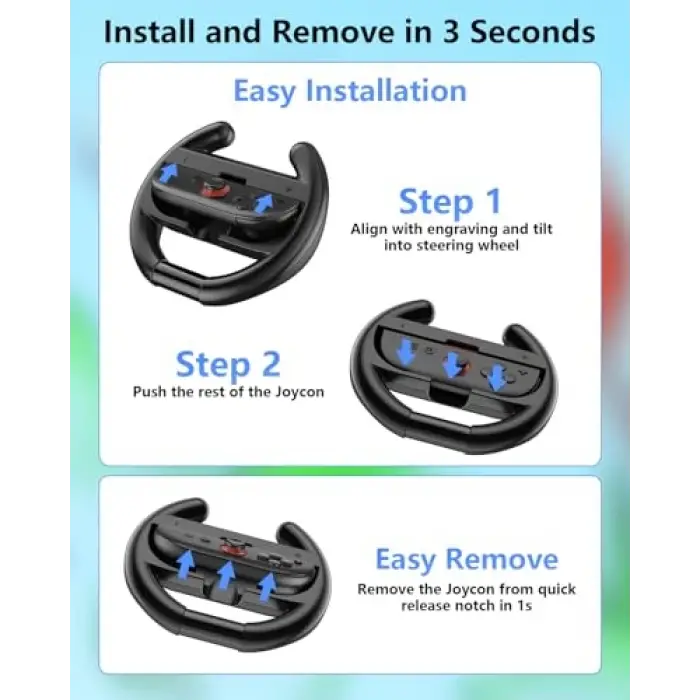 Switch Steering Wheels for Nintendo Switch 2 JoyCon Controllers; Switch 2 Racing Wheels for Mario Kart World; 8 Deluxe
