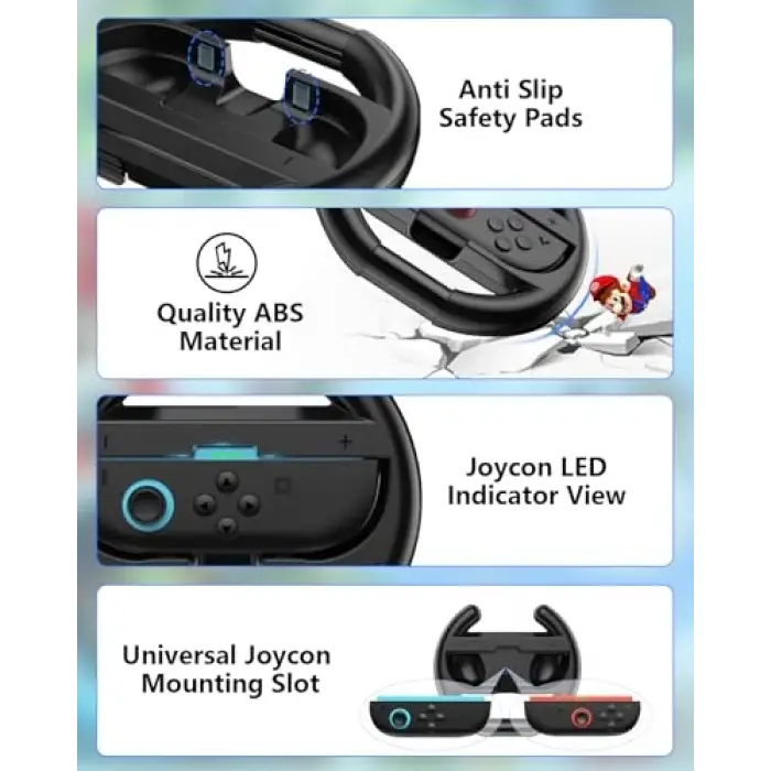 Switch Steering Wheels for Nintendo Switch 2 JoyCon Controllers; Switch 2 Racing Wheels for Mario Kart World; 8 Deluxe