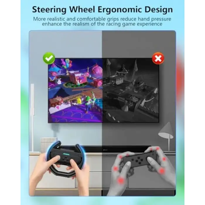Switch Steering Wheels for Nintendo Switch 2 JoyCon Controllers; Switch 2 Racing Wheels for Mario Kart World; 8 Deluxe